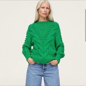 Mango Chunky Knit Sweater - Green